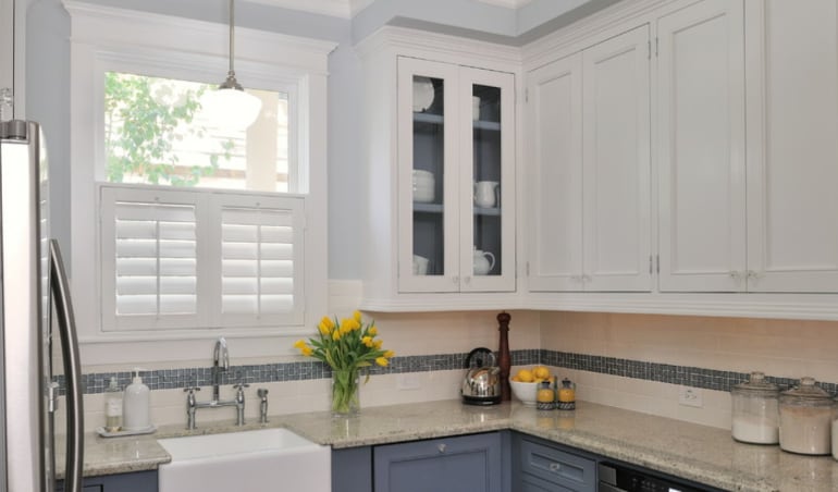 Polywood shutters in a Hartford kitchen.